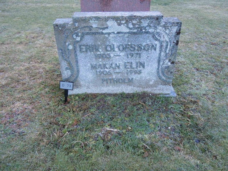 Grave number: 1 ND    73