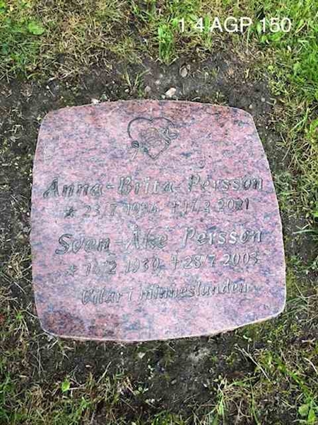 Grave number: 1 4 AGP   150