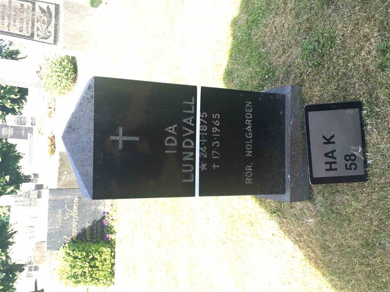 Grave number: HA K    58