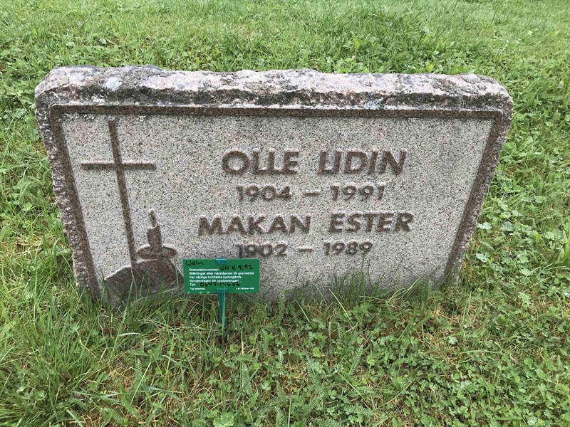 Grave number: UN K    91, 92