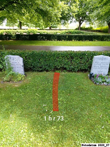 Grave number: 1 H R    73