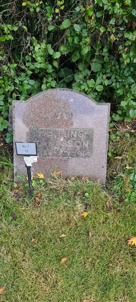 Grave number: M F   72